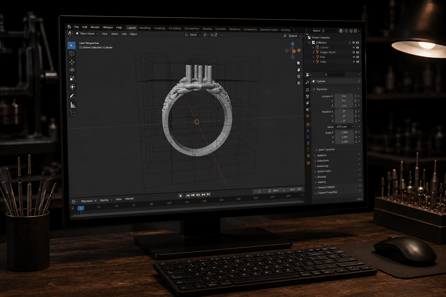 Digital 3D design of a fantasy ring
